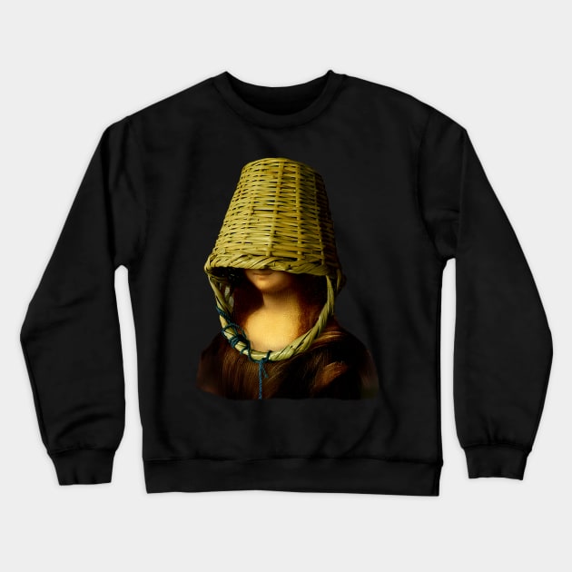 Silly Mona Lisa Head On A Basket Crewneck Sweatshirt by yevomoine